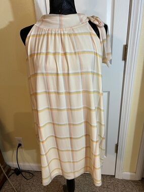 Cato Cream Plaid Halter Tie-Neck Blouse